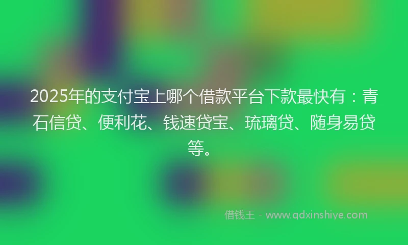 2025年的支付宝上哪个借款平台下款最快有：青石信贷、便利花、钱速贷宝、琉璃贷、随身易贷等。