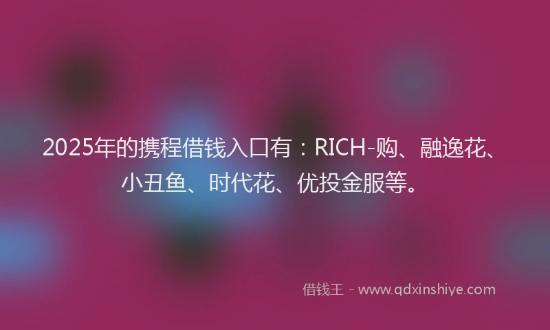 2025年的携程借钱入口有：RICH-购、融逸花、小丑鱼、时代花、优投金服等。