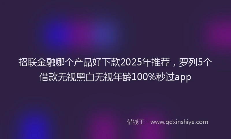 招联金融哪个产品好下款2025年推荐，罗列5个借款无视黑白无视年龄100%秒过app