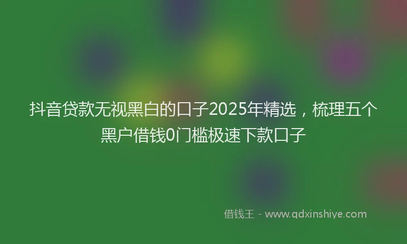 抖音贷款无视黑白的口子2025年精选，梳理五个黑户借钱0门槛极速下款口子