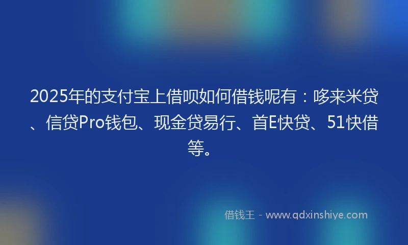 2025年的支付宝上借呗如何借钱呢有：哆来米贷、信贷Pro钱包、现金贷易行、首E快贷、51快借等。