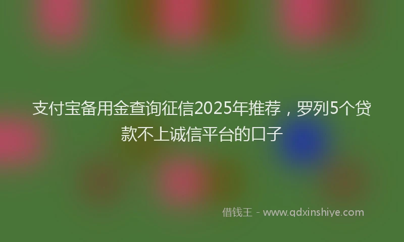 支付宝备用金查询征信2025年推荐，罗列5个贷款不上诚信平台的口子