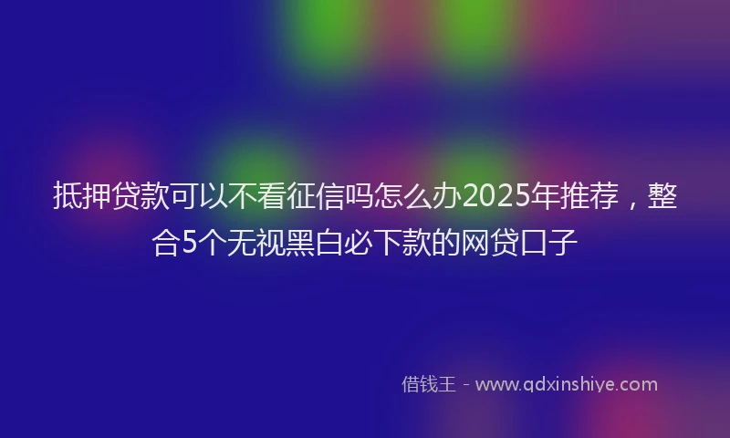 抵押贷款可以不看征信吗怎么办2025年推荐，整合5个无视黑白必下款的网贷口子