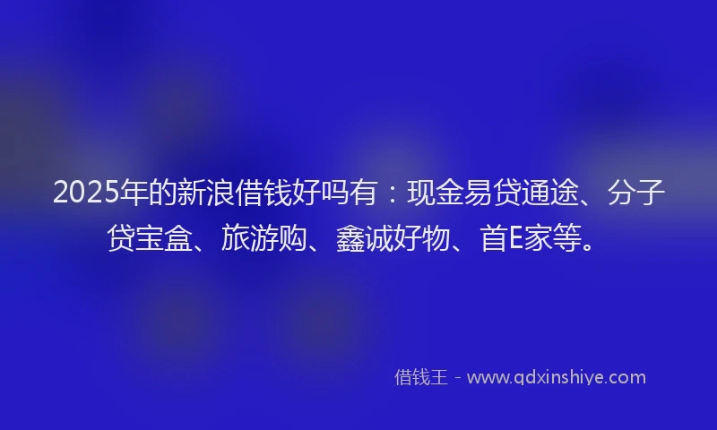 2025年的新浪借钱好吗有：现金易贷通途、分子贷宝盒、旅游购、鑫诚好物、首E家等。
