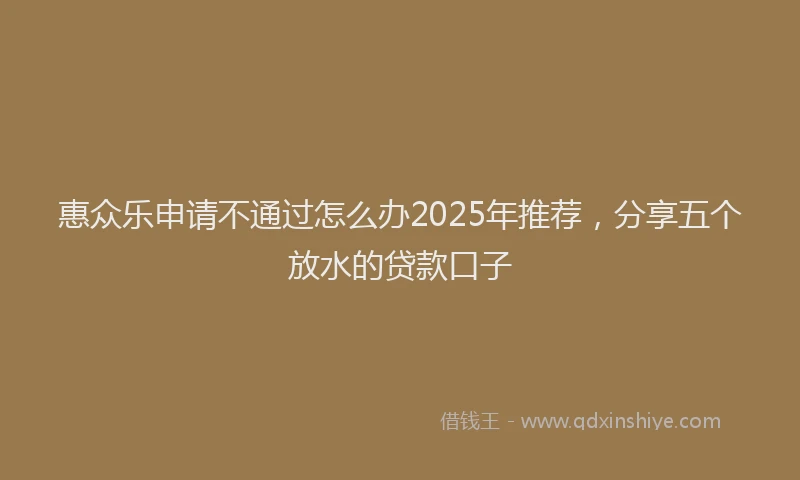 惠众乐申请不通过怎么办2025年推荐，分享五个放水的贷款口子