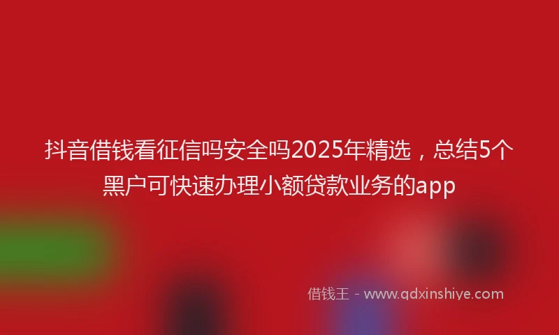 抖音借钱看征信吗安全吗2025年精选，总结5个黑户可快速办理小额贷款业务的app