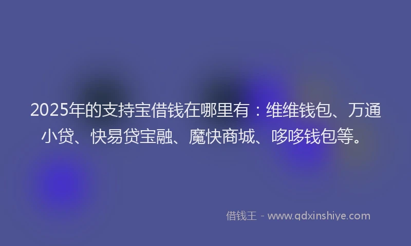 2025年的支持宝借钱在哪里有：维维钱包、万通小贷、快易贷宝融、魔快商城、哆哆钱包等。