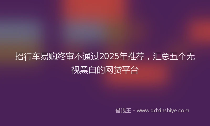 招行车易购终审不通过2025年推荐，汇总五个无视黑白的网贷平台
