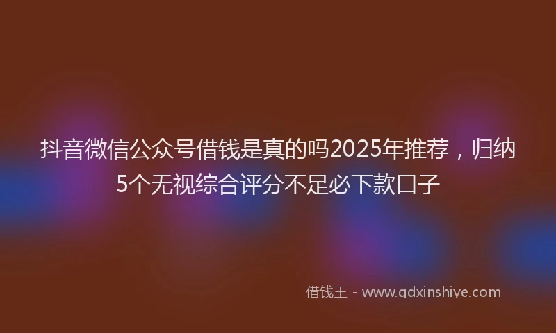 抖音微信公众号借钱是真的吗2025年推荐，归纳5个无视综合评分不足必下款口子
