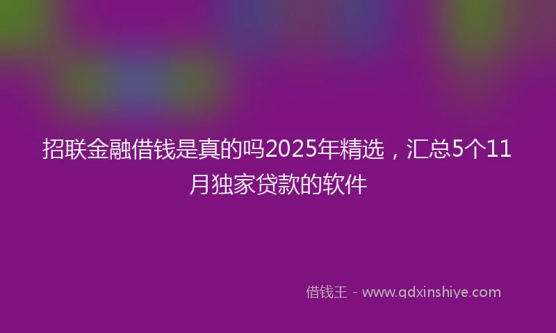 招联金融借钱是真的吗2025年精选，汇总5个11月独家贷款的软件