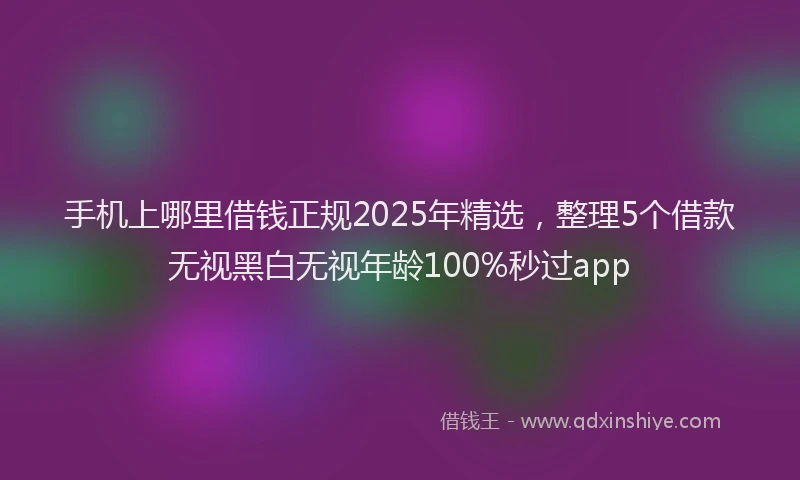 手机上哪里借钱正规2025年精选，整理5个借款无视黑白无视年龄100%秒过app