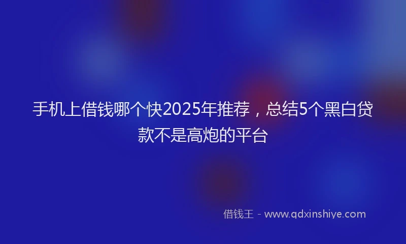 手机上借钱哪个快2025年推荐，总结5个黑白贷款不是高炮的平台