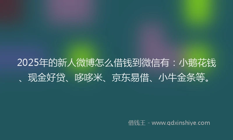 2025年的新人微博怎么借钱到微信有：小鹅花钱、现金好贷、哆哆米、京东易借、小牛金条等。