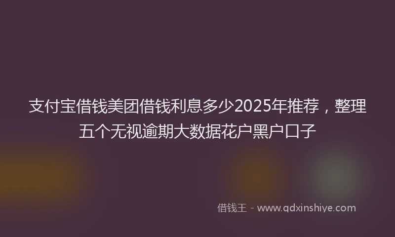 支付宝借钱美团借钱利息多少2025年推荐，整理五个无视逾期大数据花户黑户口子