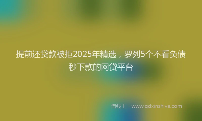 提前还贷款被拒2025年精选，罗列5个不看负债秒下款的网贷平台