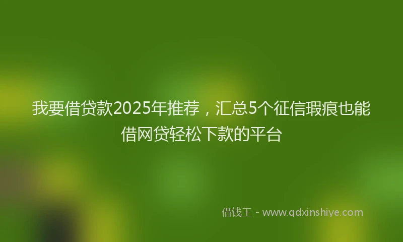 我要借贷款2025年推荐，汇总5个征信瑕疵也能借网贷轻松下款的平台