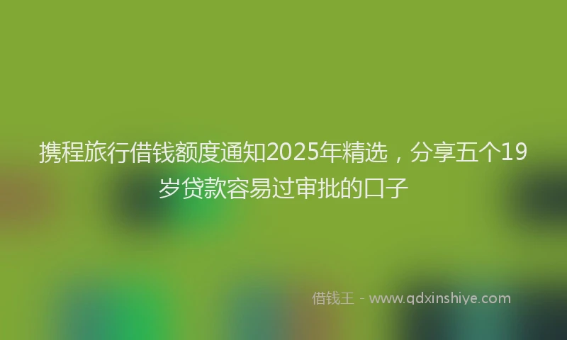 携程旅行借钱额度通知2025年精选，分享五个19岁贷款容易过审批的口子