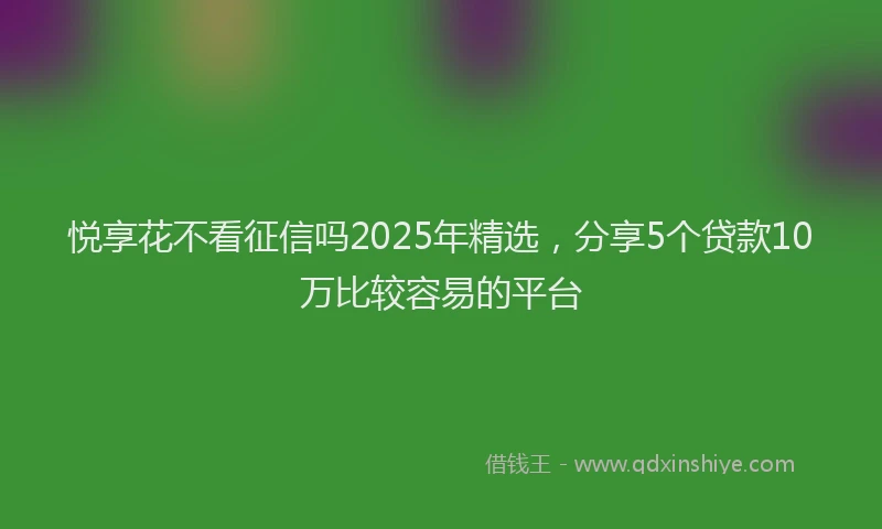 悦享花不看征信吗2025年精选，分享5个贷款10万比较容易的平台