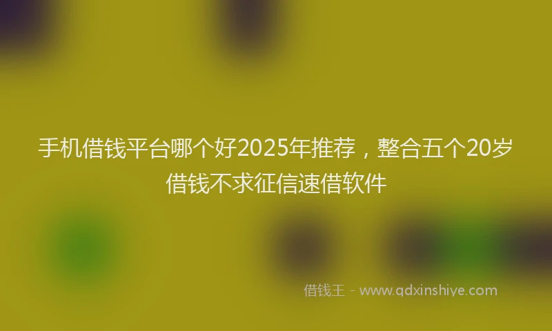 手机借钱平台哪个好2025年推荐，整合五个20岁借钱不求征信速借软件