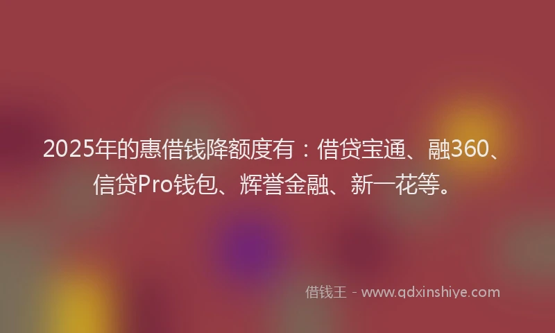 2025年的惠借钱降额度有：借贷宝通、融360、信贷Pro钱包、辉誉金融、新一花等。