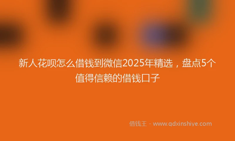 新人花呗怎么借钱到微信2025年精选，盘点5个值得信赖的借钱口子