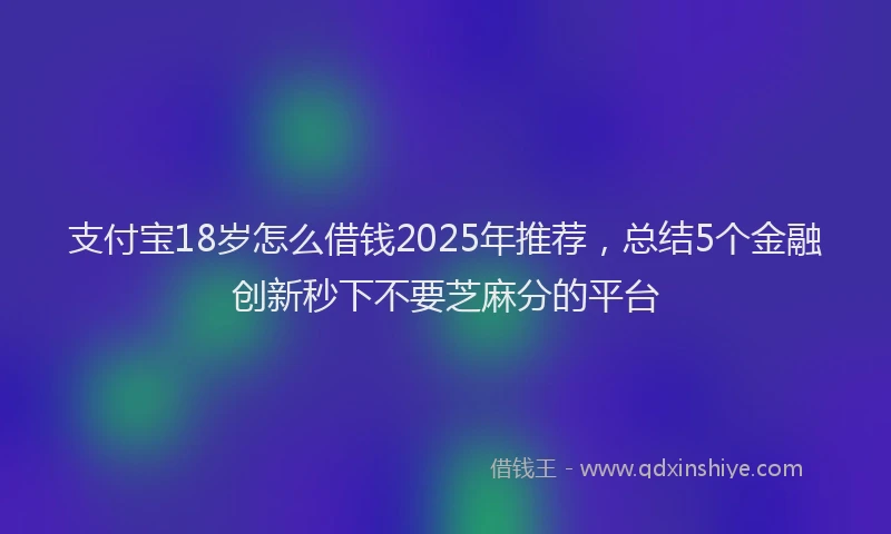 支付宝18岁怎么借钱2025年推荐，总结5个金融创新秒下不要芝麻分的平台