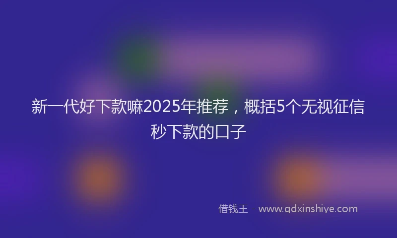 新一代好下款嘛2025年推荐，概括5个无视征信秒下款的口子