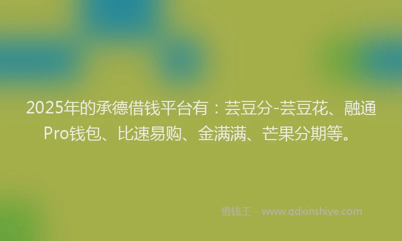 2025年的承德借钱平台有：芸豆分-芸豆花、融通Pro钱包、比速易购、金满满、芒果分期等。