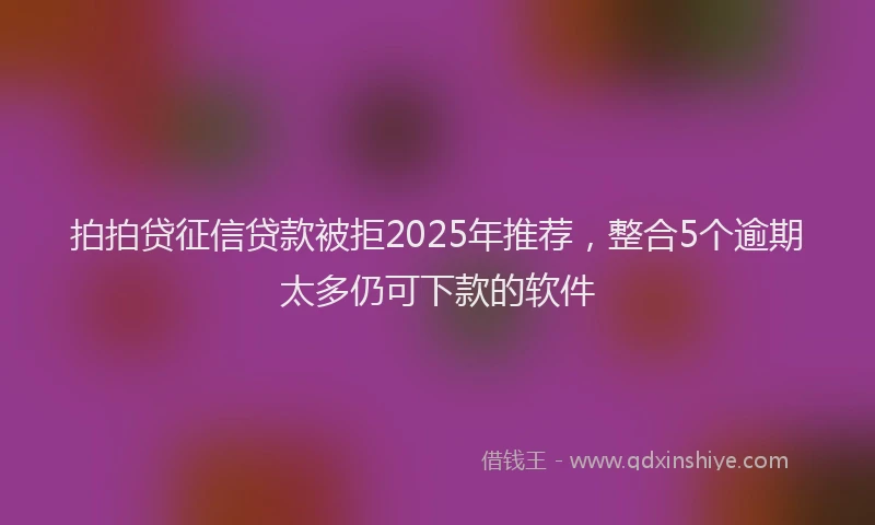 拍拍贷征信贷款被拒2025年推荐，整合5个逾期太多仍可下款的软件