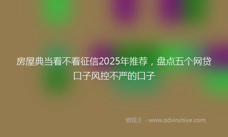 房屋典当看不看征信2025年推荐，盘点五个网贷口子风控不严的口子