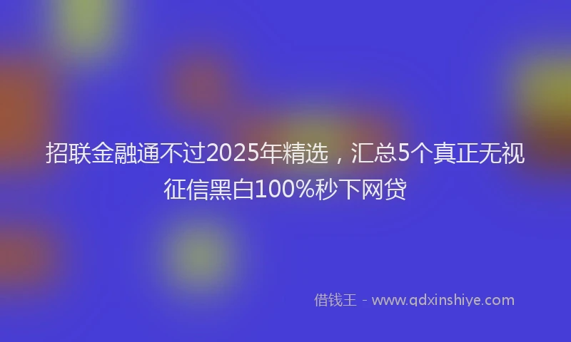 招联金融通不过2025年精选，汇总5个真正无视征信黑白100%秒下网贷