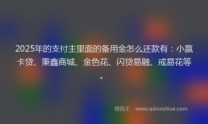 2025年的支付主里面的备用金怎么还款有：小赢卡贷、秉鑫商城、金色花、闪贷易融、戒易花等。