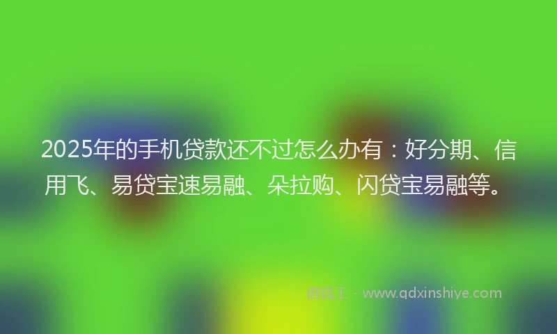 2025年的手机贷款还不过怎么办有：好分期、信用飞、易贷宝速易融、朵拉购、闪贷宝易融等。