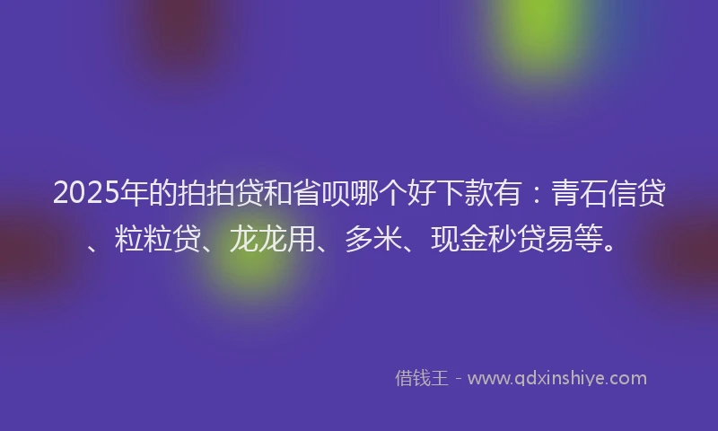 2025年的拍拍贷和省呗哪个好下款有：青石信贷、粒粒贷、龙龙用、多米、现金秒贷易等。
