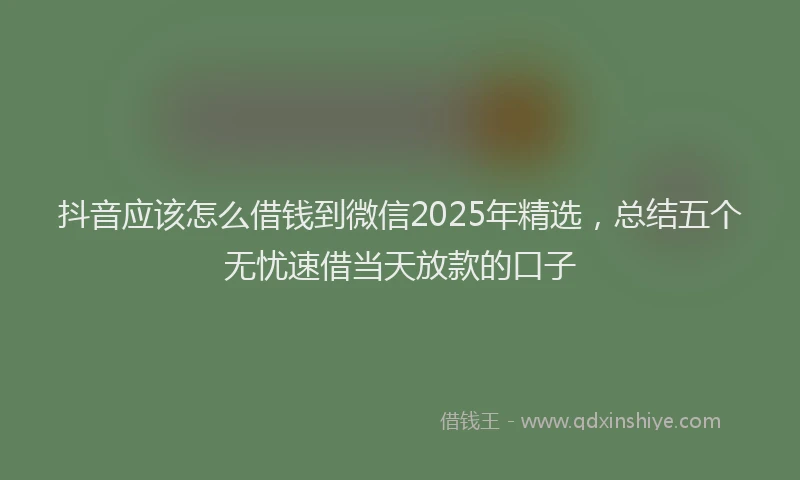 抖音应该怎么借钱到微信2025年精选，总结五个无忧速借当天放款的口子