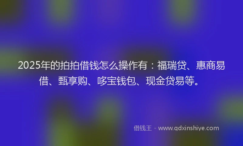2025年的拍拍借钱怎么操作有：福瑞贷、惠商易借、甄享购、哆宝钱包、现金贷易等。