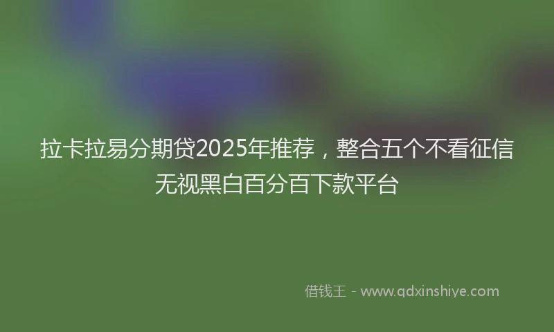 拉卡拉易分期贷2025年推荐，整合五个不看征信无视黑白百分百下款平台