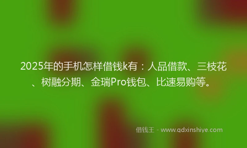 2025年的手机怎样借钱k有：人品借款、三枝花、树融分期、金瑞Pro钱包、比速易购等。