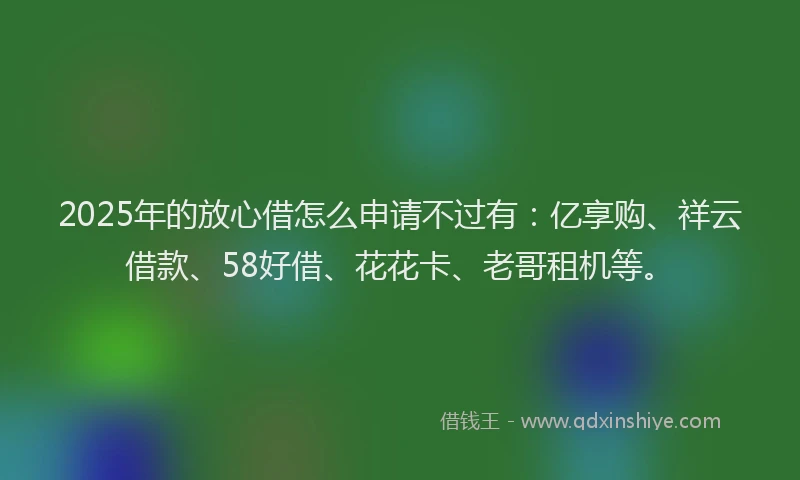 2025年的放心借怎么申请不过有：亿享购、祥云借款、58好借、花花卡、老哥租机等。