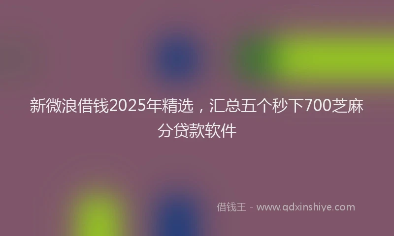 新微浪借钱2025年精选，汇总五个秒下700芝麻分贷款软件