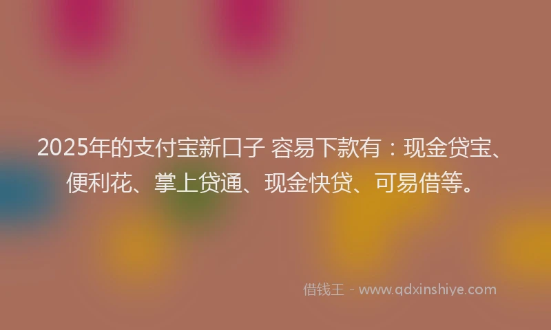 2025年的支付宝新口子 容易下款有：现金贷宝、便利花、掌上贷通、现金快贷、可易借等。