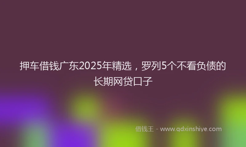 押车借钱广东2025年精选，罗列5个不看负债的长期网贷口子