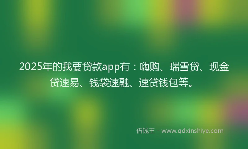 2025年的我要贷款app有：嗨购、瑞雪贷、现金贷速易、钱袋速融、速贷钱包等。