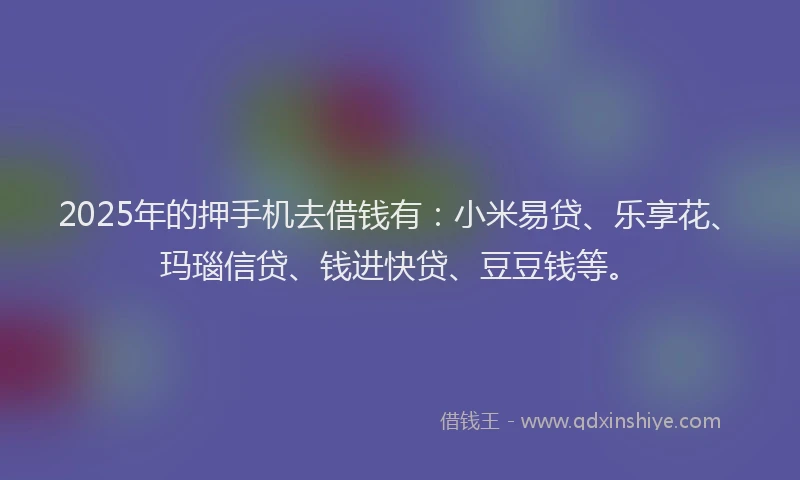 2025年的押手机去借钱有：小米易贷、乐享花、玛瑙信贷、钱进快贷、豆豆钱等。