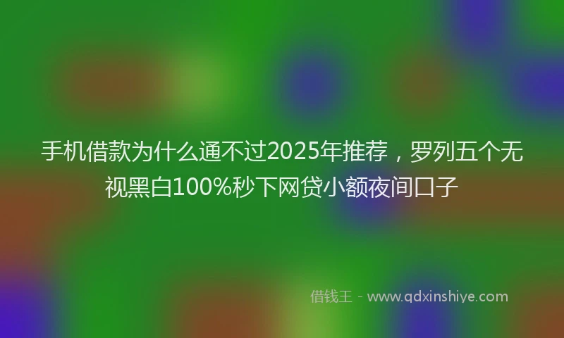 手机借款为什么通不过2025年推荐，罗列五个无视黑白100%秒下网贷小额夜间口子