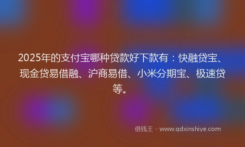 2025年的支付宝哪种贷款好下款有：快融贷宝、现金贷易借融、沪商易借、小米分期宝、极速贷等。
