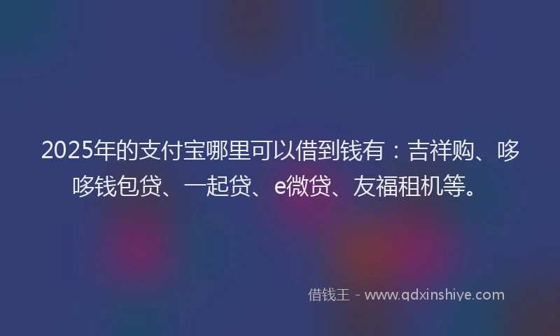 2025年的支付宝哪里可以借到钱有：吉祥购、哆哆钱包贷、一起贷、e微贷、友福租机等。