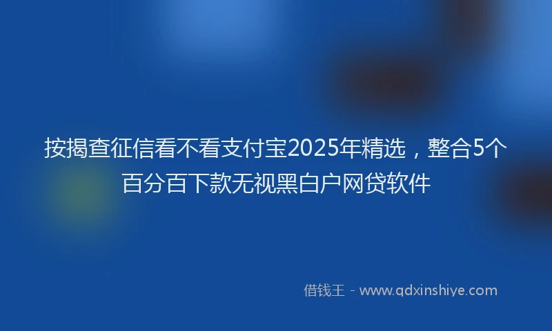 按揭查征信看不看支付宝2025年精选，整合5个百分百下款无视黑白户网贷软件