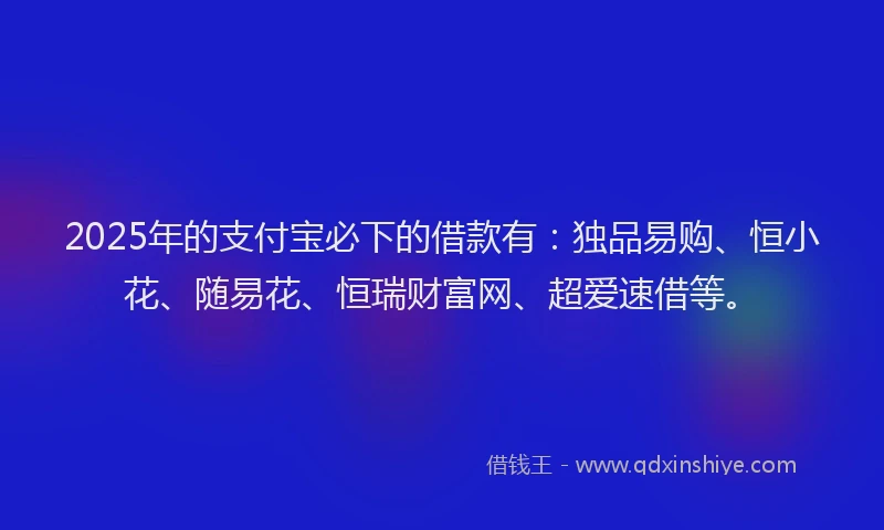 2025年的支付宝必下的借款有：独品易购、恒小花、随易花、恒瑞财富网、超爱速借等。