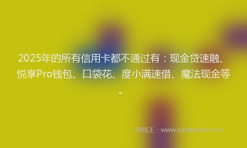 2025年的所有信用卡都不通过有：现金贷速融、悦享Pro钱包、口袋花、度小满速借、魔法现金等。